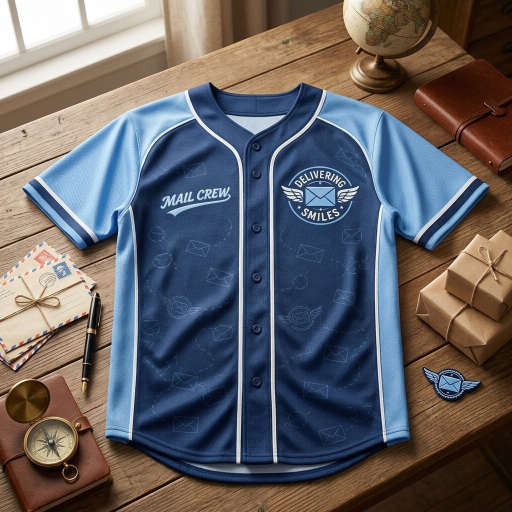 Personalized Mail Crew Delivering Smiles Baseball Jersey - Custom Name Postal Worker Gift