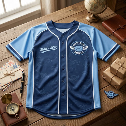 Personalized Mail Crew Delivering Smiles Baseball Jersey - Custom Name Postal Worker Gift