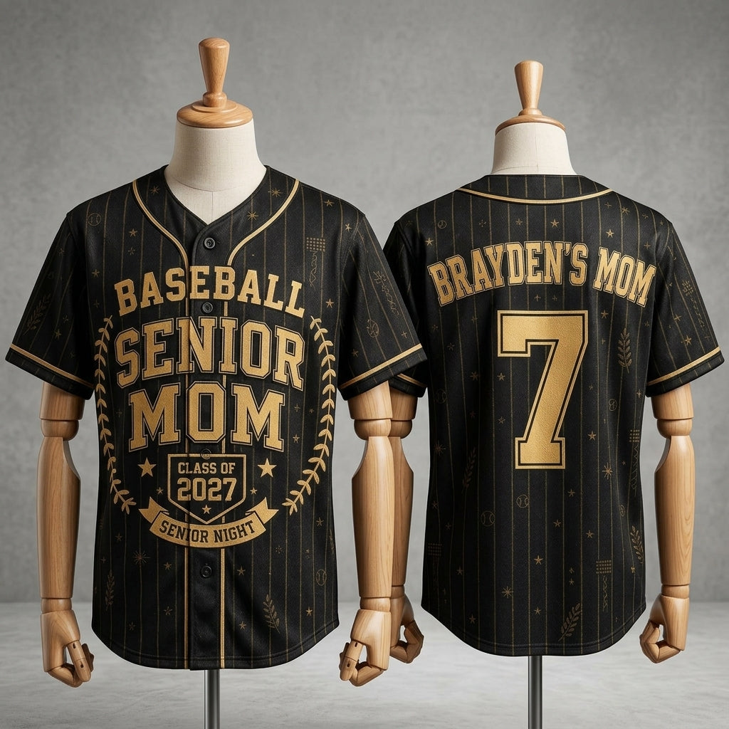 Personalized Baseball Senior Mom Jersey - Custom Name & Number Class of 2027 Senior Night Gift