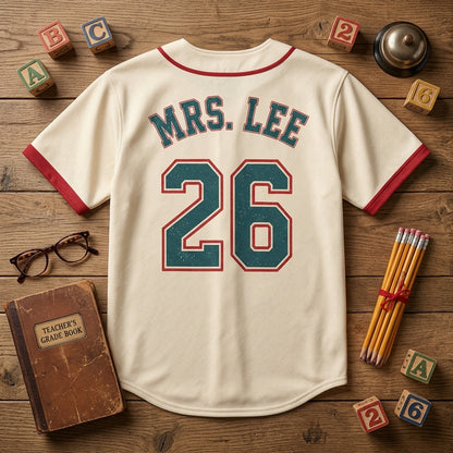 Personalized First Day Crew Baseball Jersey - Custom Name and Number - Custom Teacher Name and Grade School Shirt - Retro Back to School Outfit