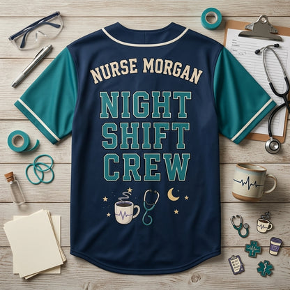 Personalized Night Shift Nurse Survival Club Baseball Jersey - Custom Name Nursing Crew Gift