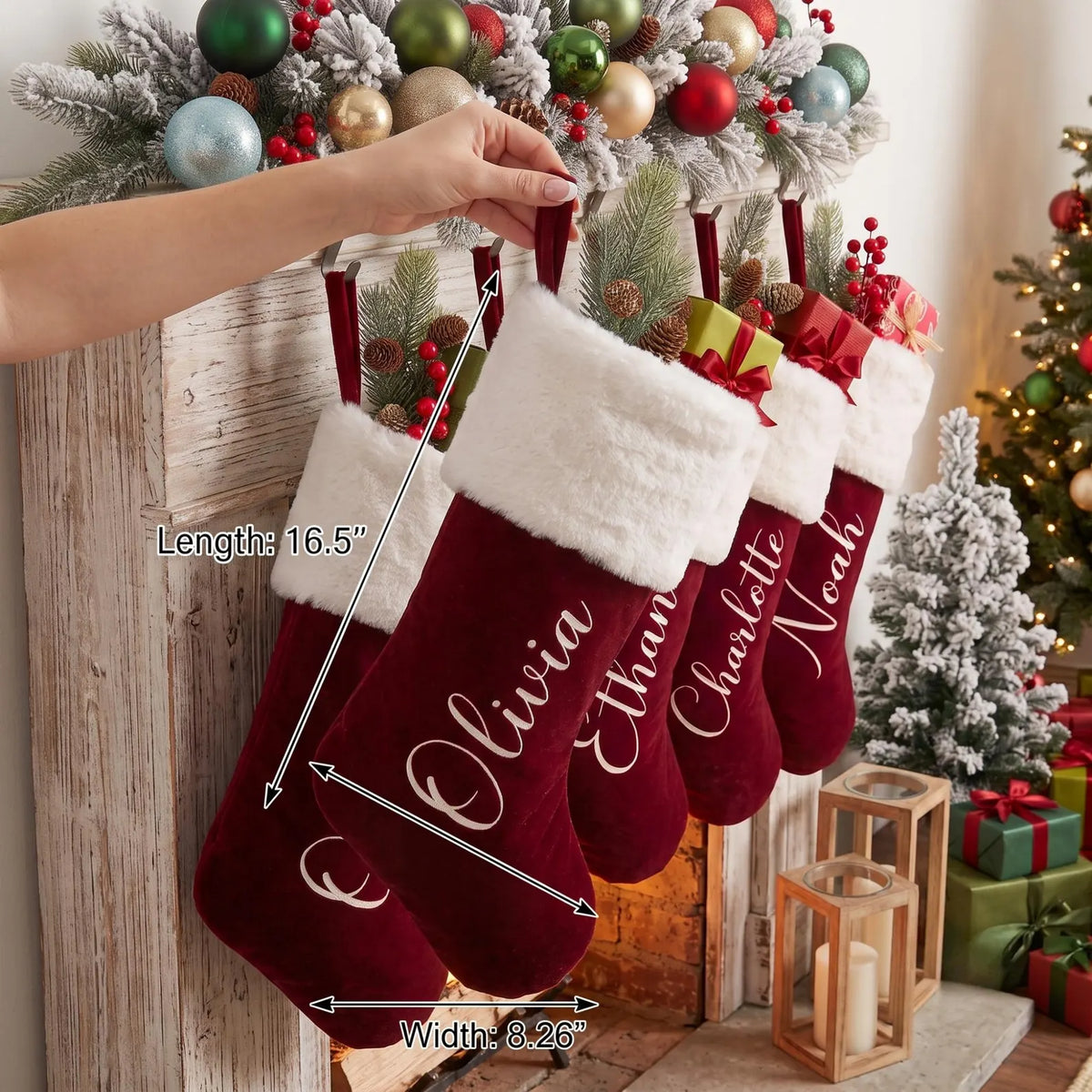 Personalized Red Christmas Stocking – Custom Name Velvet Holiday Stocking