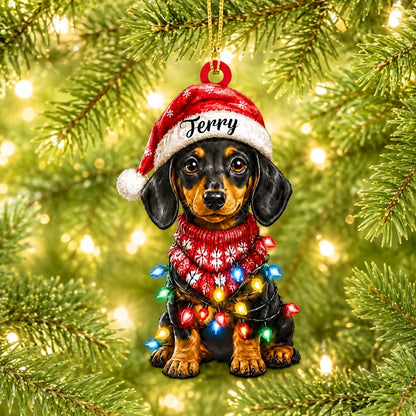 Personalized Dachshund Christmas Ornament – Custom Name Wiener Dog Holiday Keepsake - mockup 1