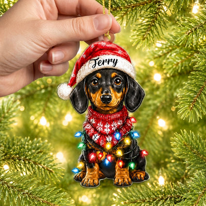 Personalized Dachshund Christmas Ornament – Custom Name Wiener Dog Holiday Keepsake - mockup 2