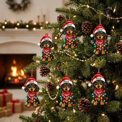 Personalized Dachshund Christmas Ornament – Custom Name Wiener Dog Holiday Keepsake - mockup 3