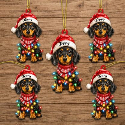 Personalized Dachshund Christmas Ornament – Custom Name Wiener Dog Holiday Keepsake - mockup 4