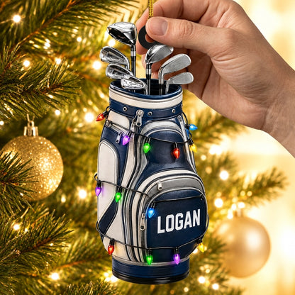 Personalized Golf Bag Wood & Acrylic Ornament – Custom Christmas Gift for Golfers - mockup 2