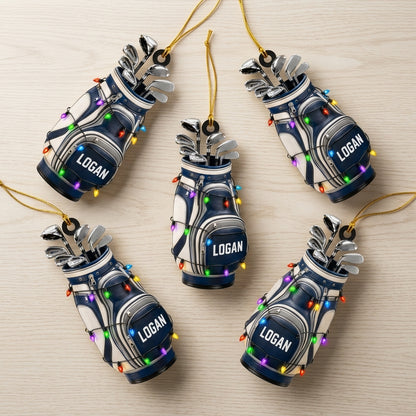 Personalized Golf Bag Wood & Acrylic Ornament – Custom Christmas Gift for Golfers - mockup 4