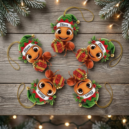 Personalized Cute Happy Ant Wood & Acrylic Ornament – Custom Holiday Gift for Insect Lovers - mockup 4