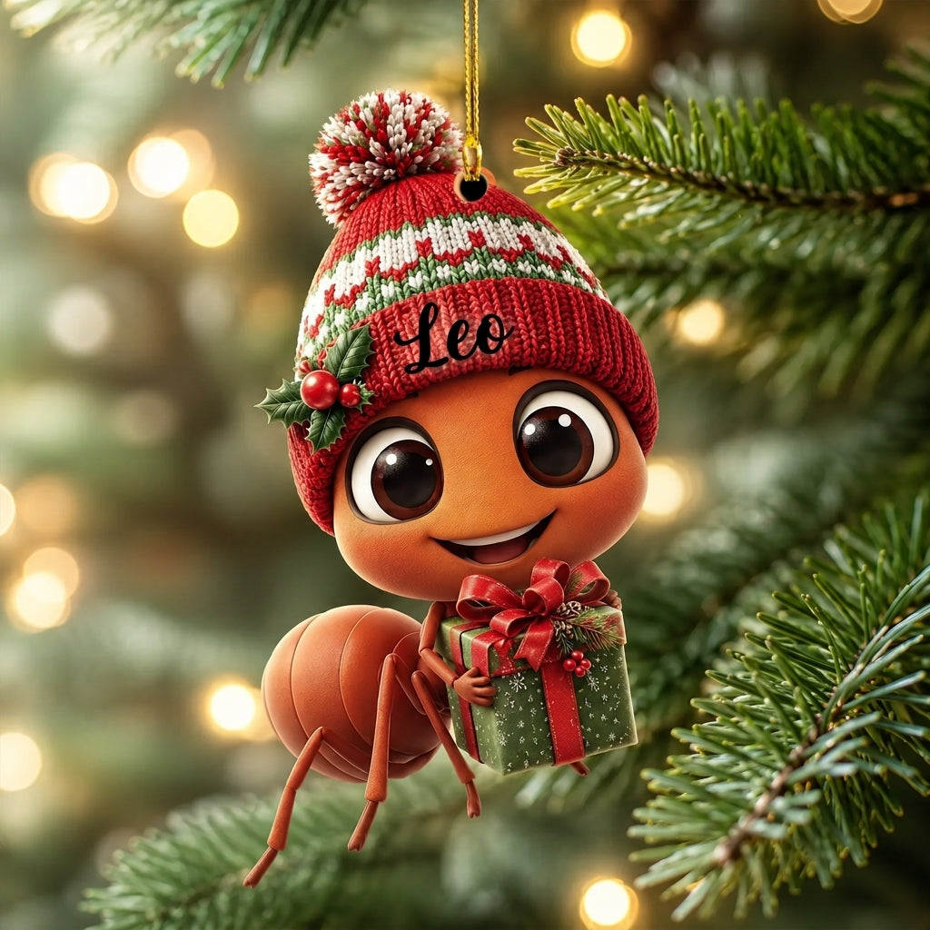 Personalized Ant Ornament – Custom Cute Happy Ant Wood & Acrylic Ornament for Bug Lovers - mockup 1