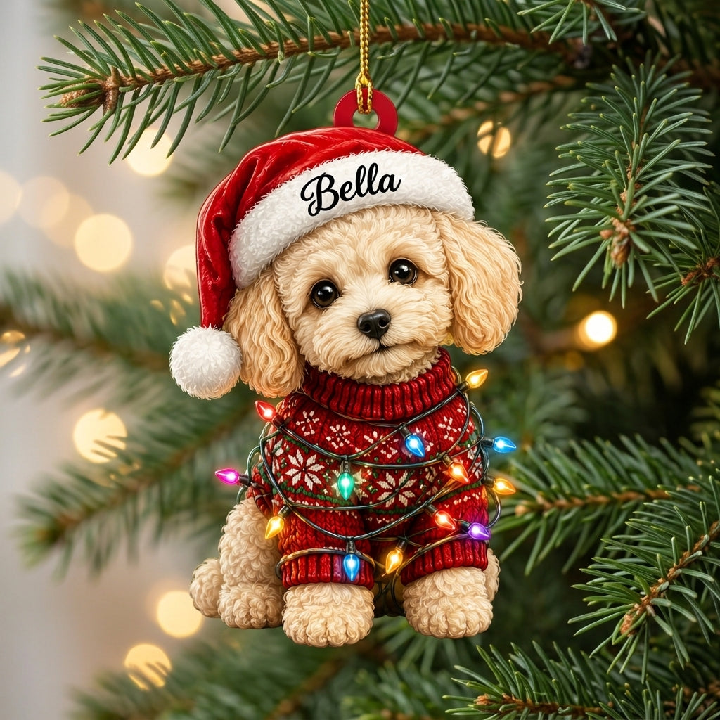 Personalized Smiling Pig Christmas Wood & Acrylic Ornament – Custom Holiday Gift - mockup 5
