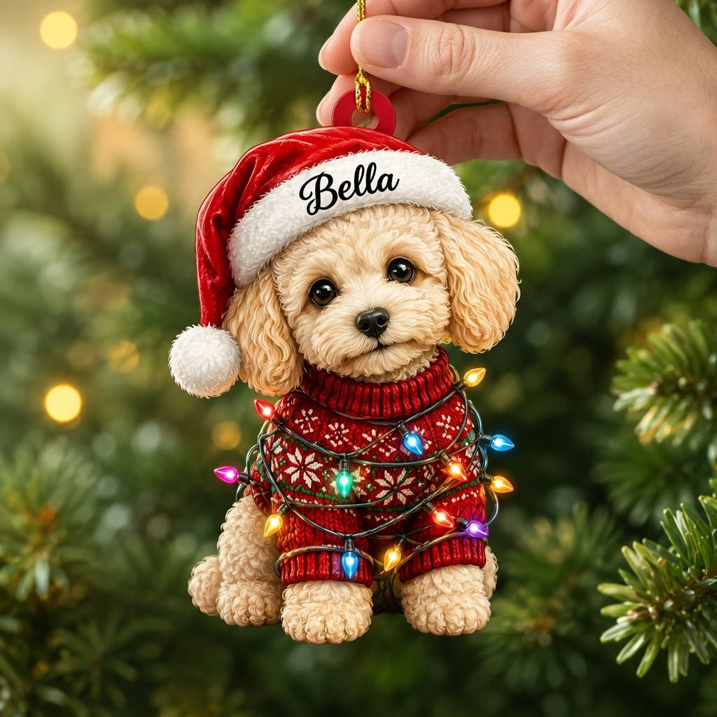 Personalized Smiling Pig Christmas Wood & Acrylic Ornament – Custom Holiday Gift - mockup 6