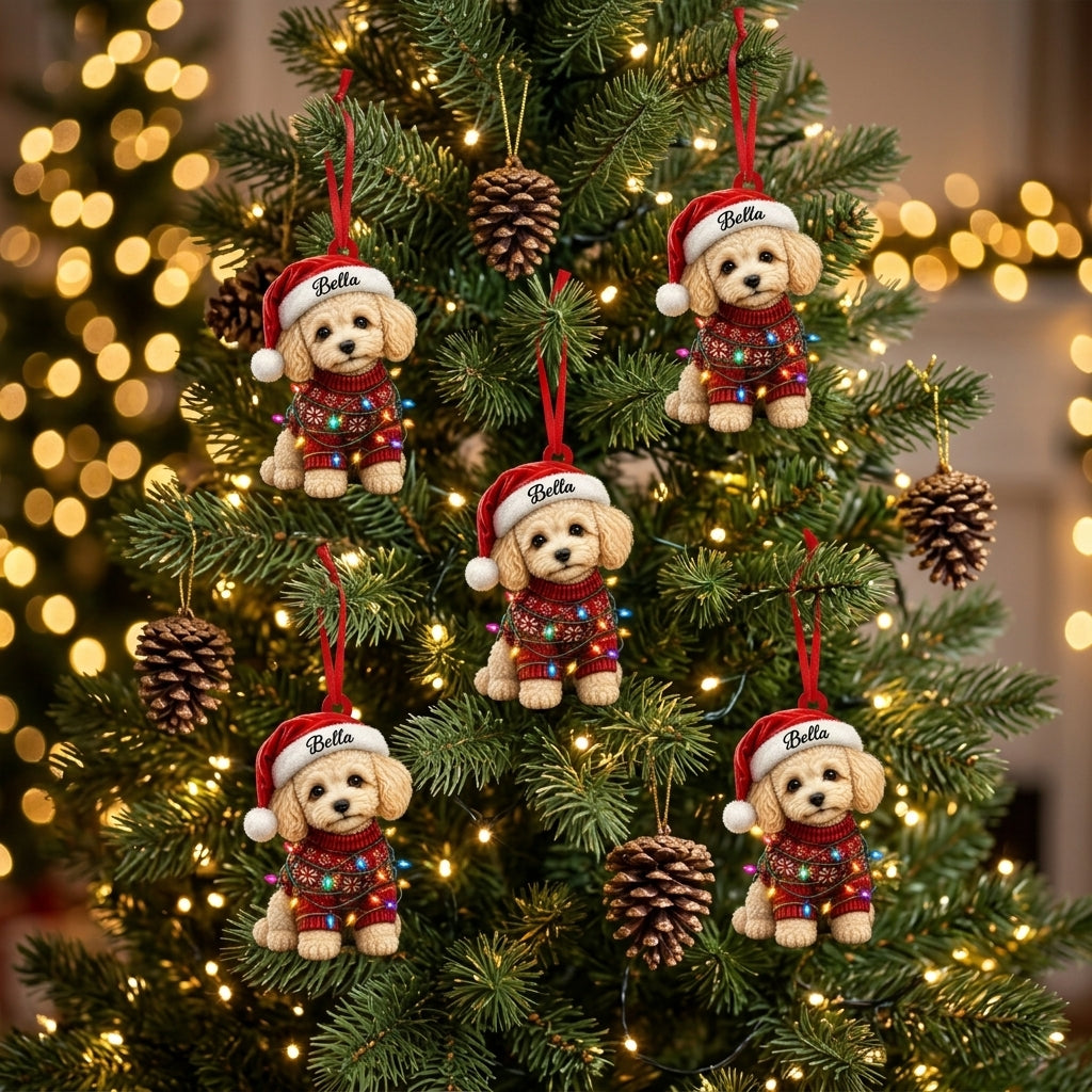Personalized Smiling Pig Christmas Wood & Acrylic Ornament – Custom Holiday Gift - mockup 7