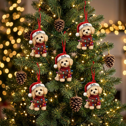 Personalized Smiling Pig Christmas Wood & Acrylic Ornament – Custom Holiday Gift - mockup 7