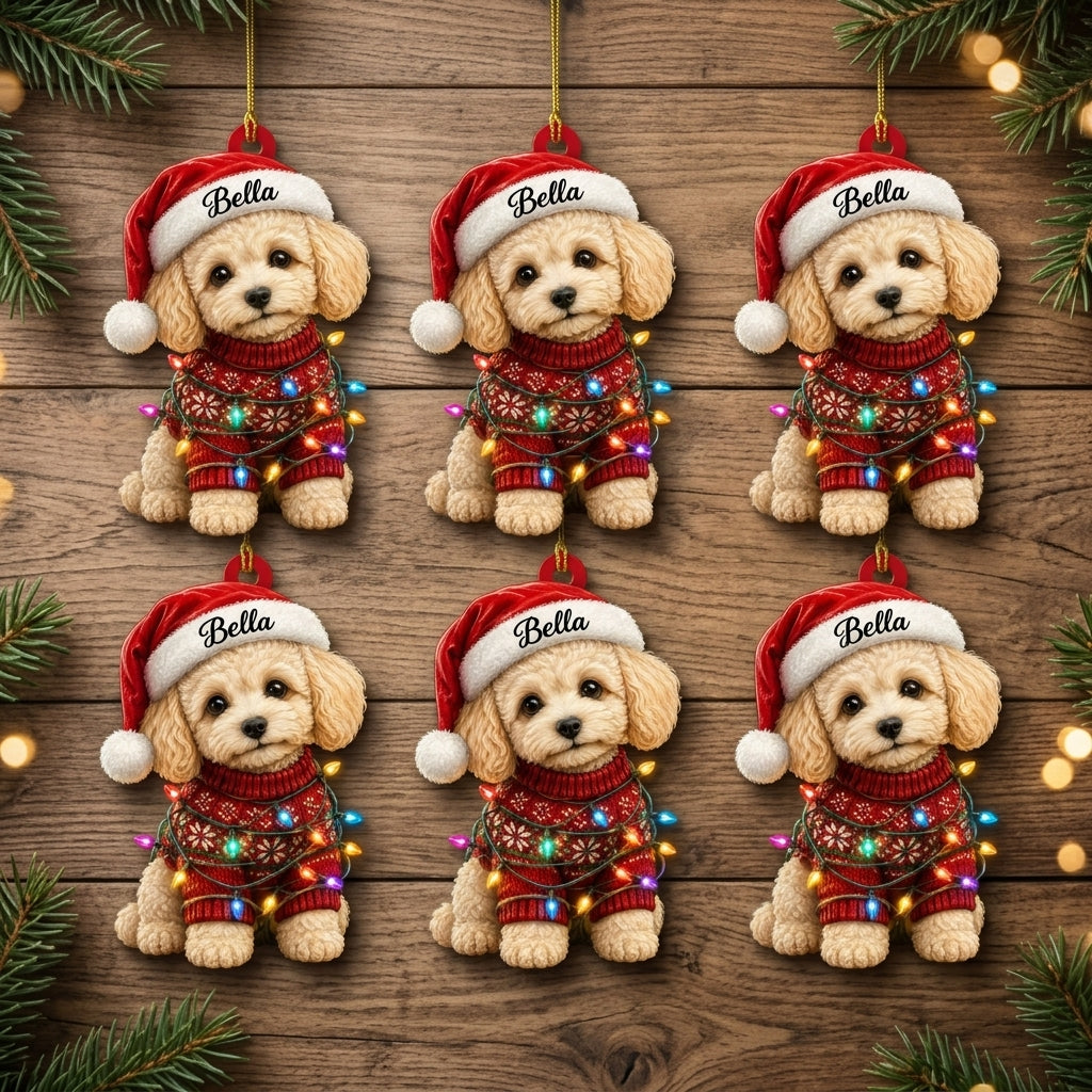 Personalized Smiling Pig Christmas Wood & Acrylic Ornament – Custom Holiday Gift - mockup 8