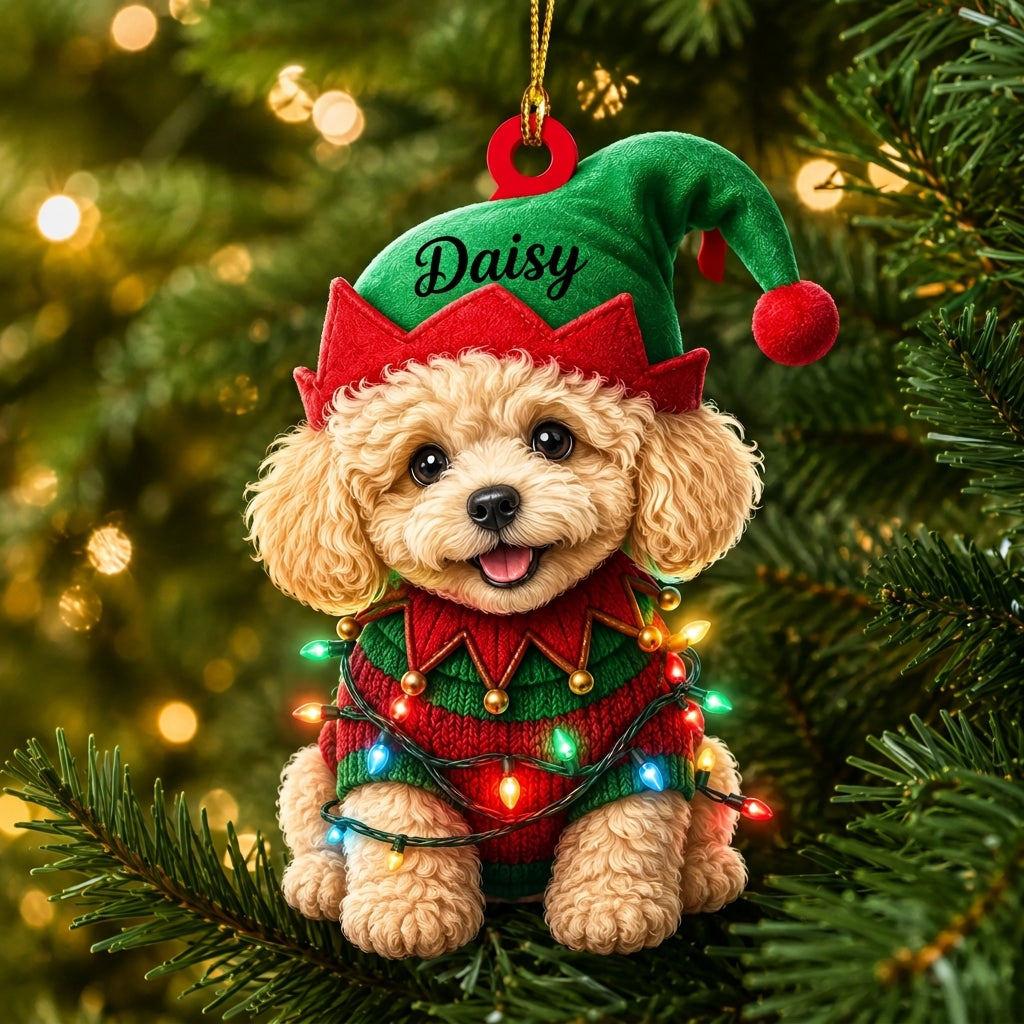 Personalized Cute Pig with Santa Hat Wood & Acrylic Ornament – Christmas Keepsake - mockup 5