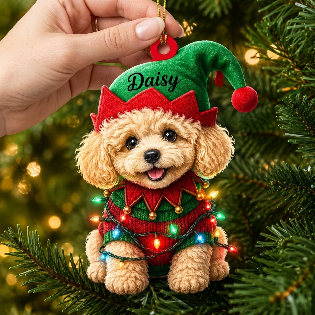 Personalized Cute Pig with Santa Hat Wood & Acrylic Ornament – Christmas Keepsake - mockup 6