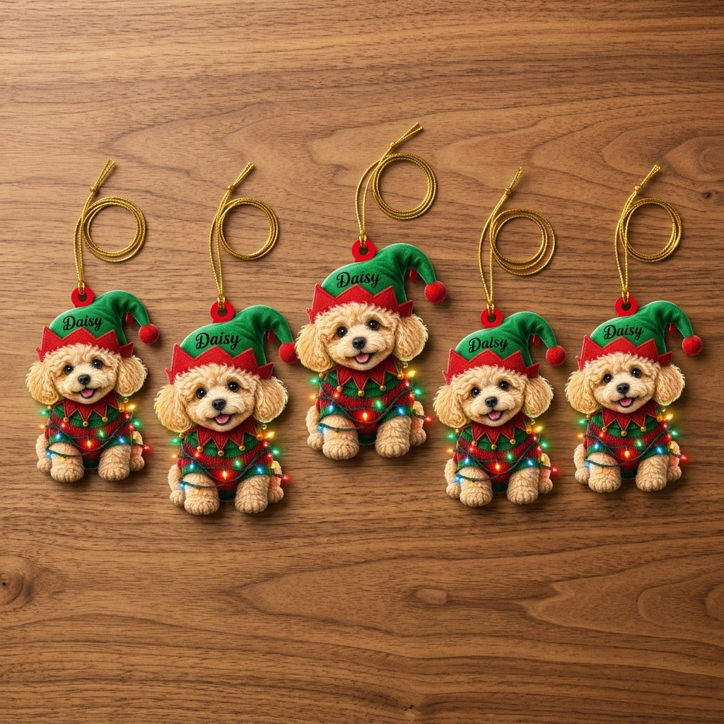 Personalized Cute Pig with Santa Hat Wood & Acrylic Ornament – Christmas Keepsake - mockup 8