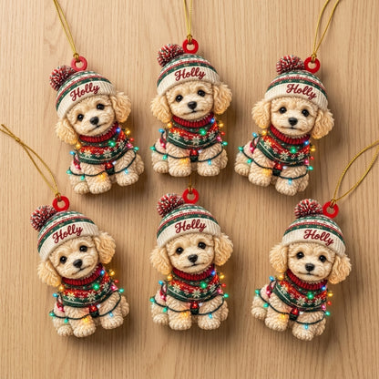 Personalized Cute Pig with Elf Hat Wood & Acrylic Ornament – Festive Holiday Keepsake - mockup 8