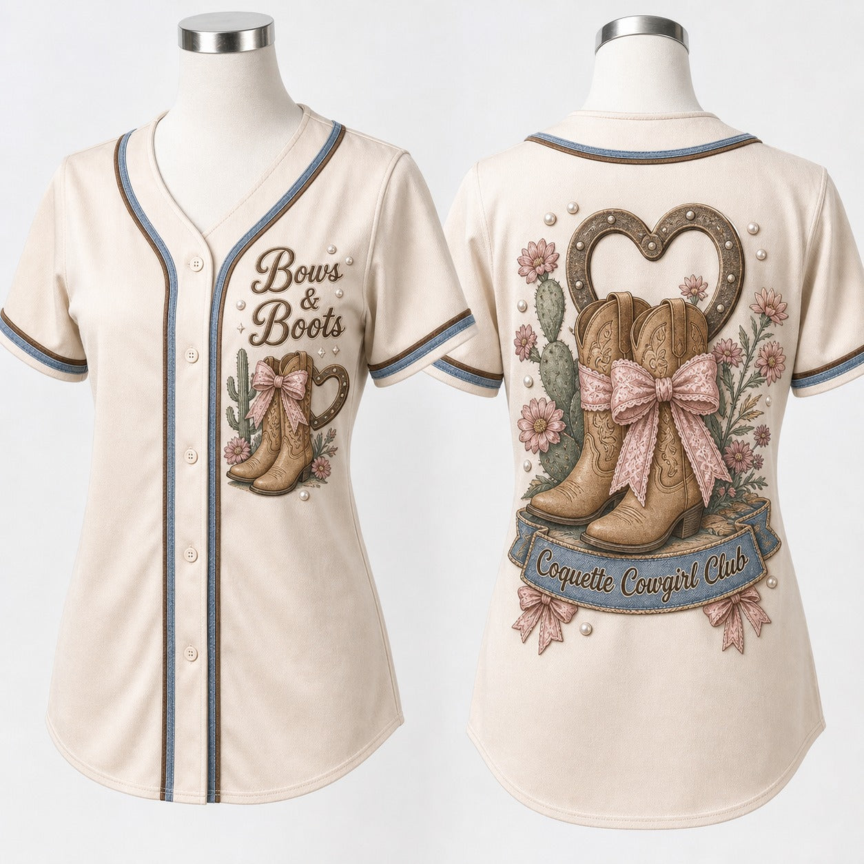 Bows & Boots Baseball Jersey - Western Cowgirl Western Coquette Cowgirl Shirt