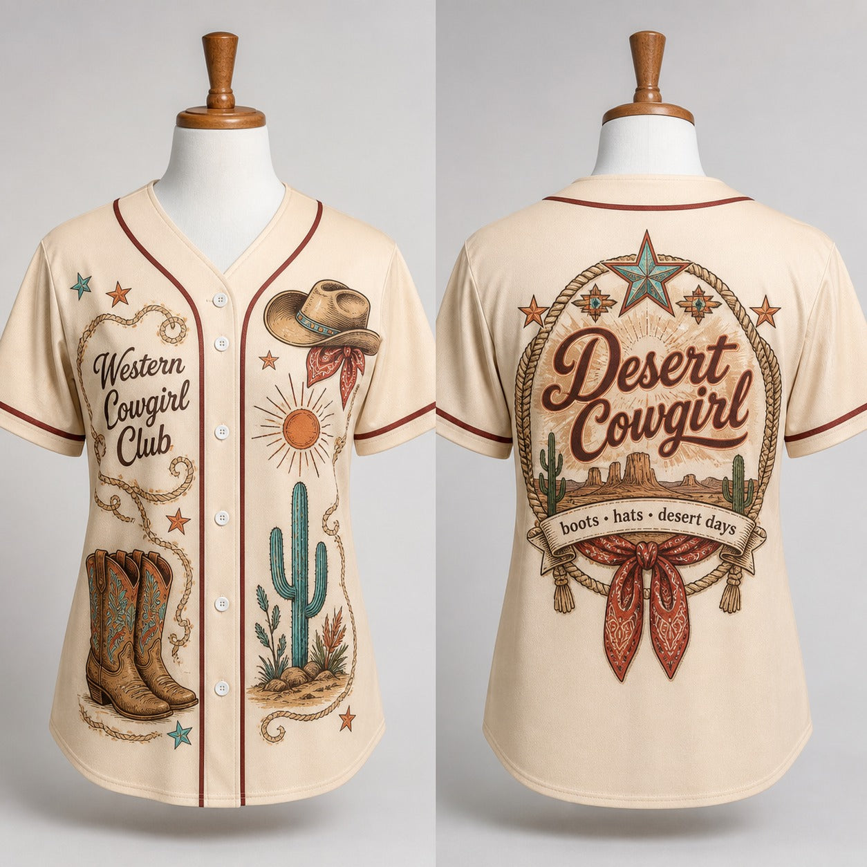 Western Cowgirl Club Baseball Jersey - Western Cowgirl Western Cowgirl Club Desert Badge Shirt