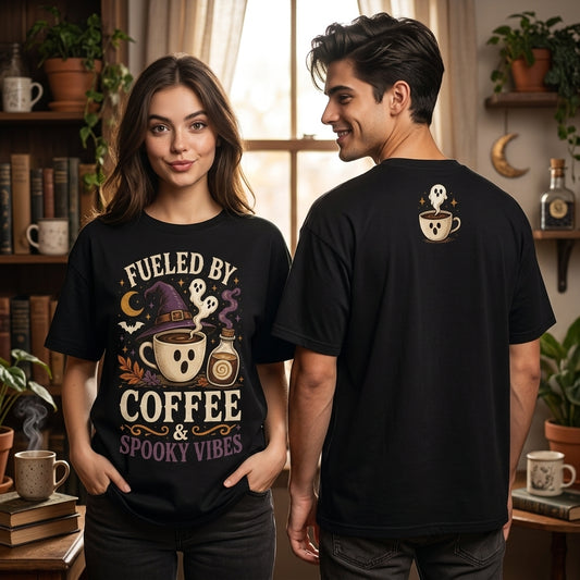 Witchy Coffee Fueled by Spooky Vibes T-shirt Sweatshirt Hoodie – Halloween Gift - mockup 1