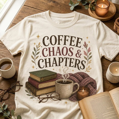 Coffee Chaos & Chapters Book Club Women T-shirt Sweatshirt Hoodie - Cozy Literary Apparel - mockup 2
