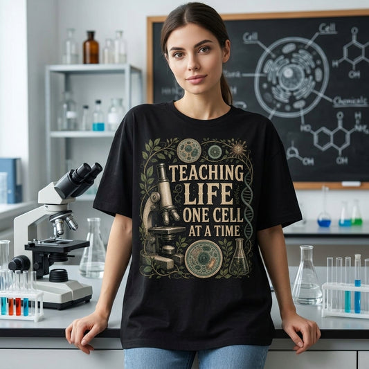 Teaching Life One Cell At A Time Biology Teacher T-shirt Sweatshirt Hoodie - Science Gift - mockup 1