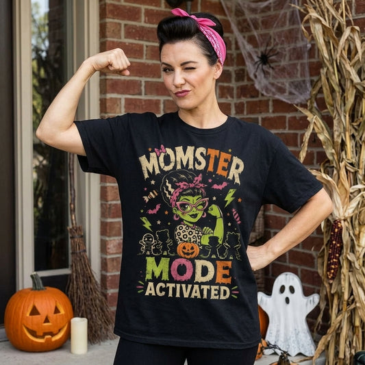 Momster Mode Activated Bride of Frankenstein Halloween Mom T-shirt Sweatshirt Hoodie - mockup 1