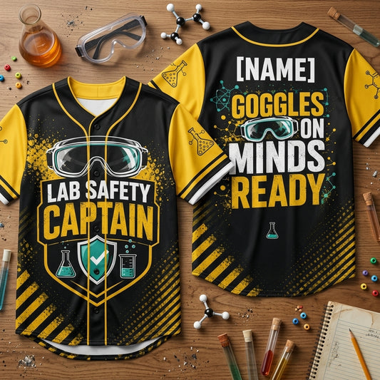 Custom Lab Safety Captain Baseball Jersey with Name - Science Teacher & Lab Tech Gift - mockup 1