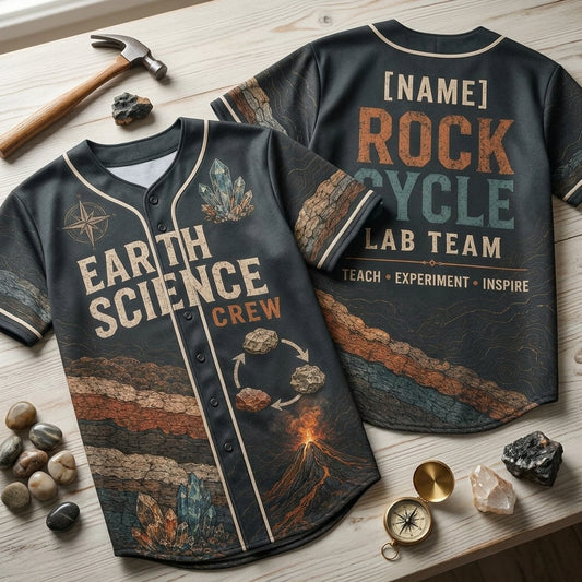 Custom Earth Science Rock Cycle Crew Baseball Jersey – Personalized Science Teacher Gift - mockup 1