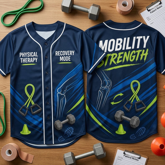 Physical Therapist Recovery Mode Baseball Jersey - Mobility & Strength Athletic Shirt - mockup 1