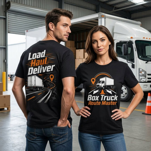 Box Truck Route Master Load Haul Deliver T-shirt Sweatshirt Hoodie for Box Truck Driver - mockup 1