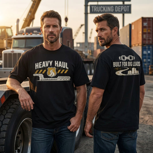 Heavy Haul Trucker Lowboy Trailer Graphic T-shirt Sweatshirt Hoodie – Truck Driving Gift - mockup 1