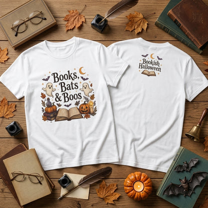 Books Bats & Boos Bookish Halloween T-shirt Sweatshirt Hoodie - Spooky Reader Gift - mockup 2