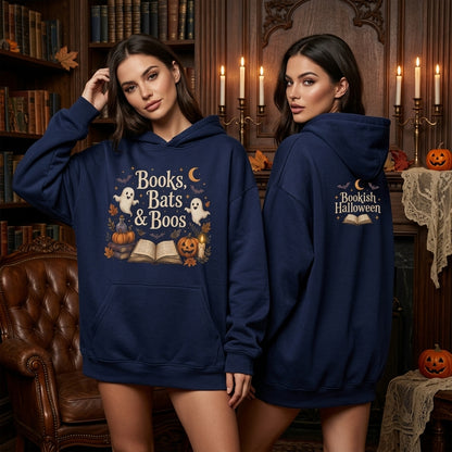 Books Bats & Boos Bookish Halloween T-shirt Sweatshirt Hoodie - Spooky Reader Gift - mockup 4