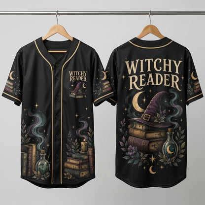 Witchy Reader Mystical Book Lover Baseball Jersey – Dark Academia Apparel - mockup 3
