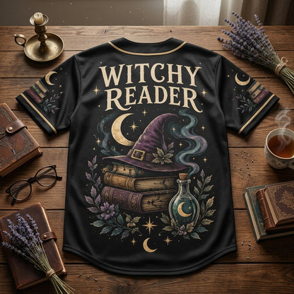 Witchy Reader Mystical Book Lover Baseball Jersey – Dark Academia Apparel - mockup 5