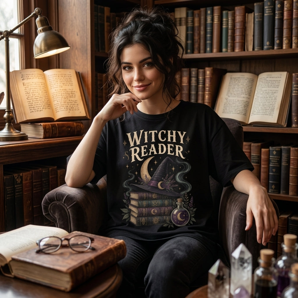 Witchy Reader Aesthetic Bookworm T-shirt Sweatshirt Hoodie – Gift for Book Lovers - mockup 1