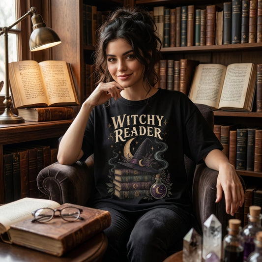 Witchy Reader Aesthetic Bookworm T-shirt Sweatshirt Hoodie – Gift for Book Lovers - mockup 1