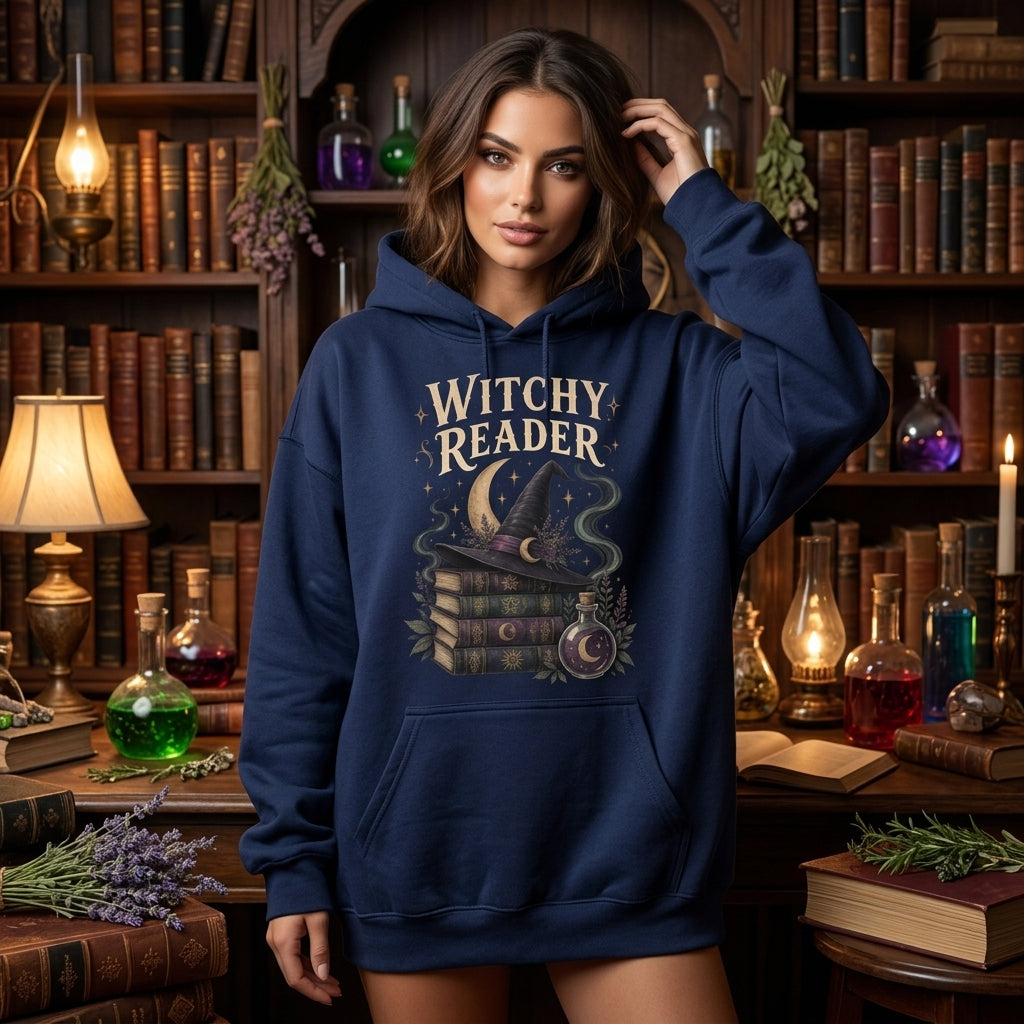 Witchy Reader Aesthetic Bookworm T-shirt Sweatshirt Hoodie – Gift for Book Lovers - mockup 4