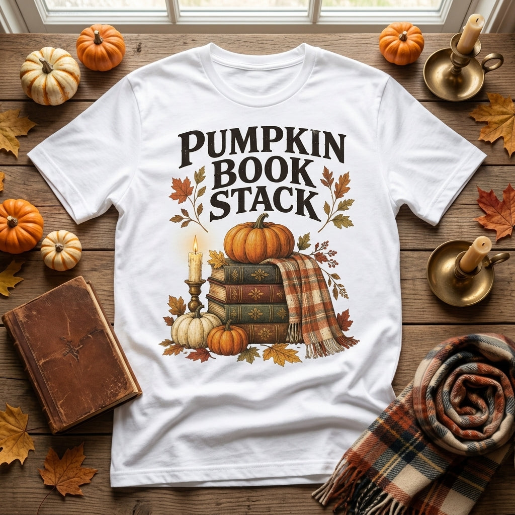 Pumpkin Book Stack T-shirt Sweatshirt Hoodie - Cozy Fall Gift for Book Lovers - mockup 2