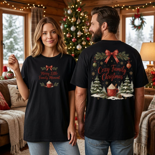 Cozy Family Christmas Matching T-shirt Sweatshirt Hoodie - Merry Little Holiday Gift - mockup 1