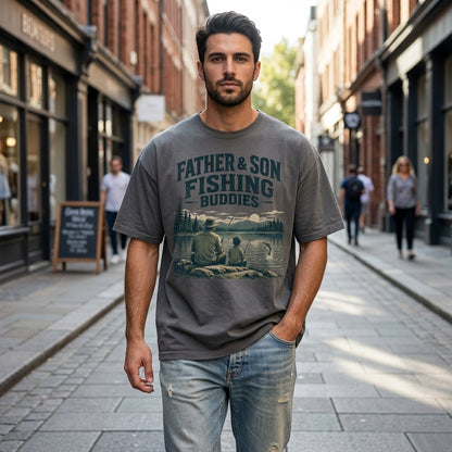 Father Son Fishing Buddies T-shirt Sweatshirt Hoodie – Vintage Lakeside Fishing Gift - mockup 5