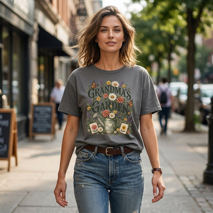 Grandma's Garden Floral Watering Can T-shirt Sweatshirt Hoodie – Gift for Grandma - mockup 5