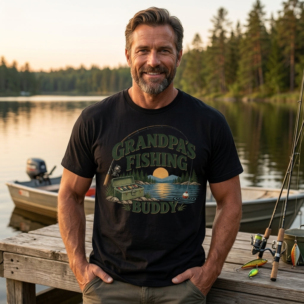 Grandpa's Fishing Buddy T-shirt Sweatshirt Hoodie - Outdoor Adventure Gift for Grandkids - mockup 1