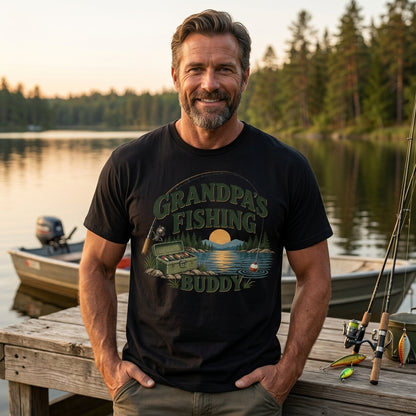 Grandpa's Fishing Buddy T-shirt Sweatshirt Hoodie - Outdoor Adventure Gift for Grandkids - mockup 1
