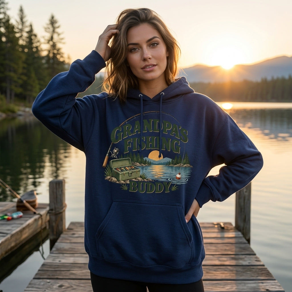 Grandpa's Fishing Buddy T-shirt Sweatshirt Hoodie - Outdoor Adventure Gift for Grandkids - mockup 4