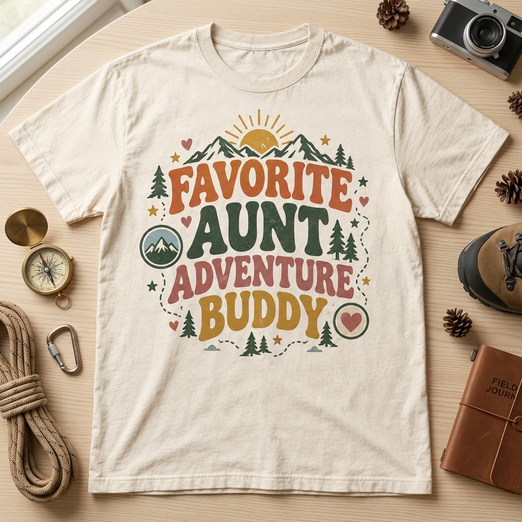 Favorite Aunt Adventure Buddy T-shirt Sweatshirt Hoodie - Retro Mountain Gift - mockup 2
