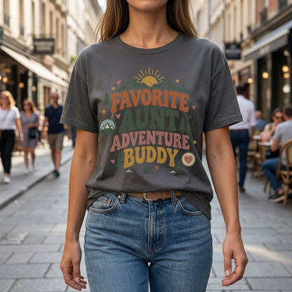 Favorite Aunt Adventure Buddy T-shirt Sweatshirt Hoodie - Retro Mountain Gift - mockup 5